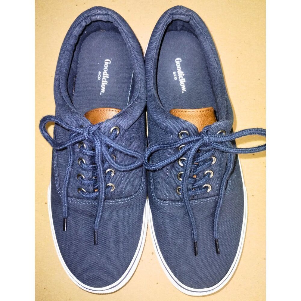 Men’s Goodfellow & Co Canvas Lace-Up Park Sneakers Casual Shoes Navy Blue (Sz 8) - Picture 2 of 9